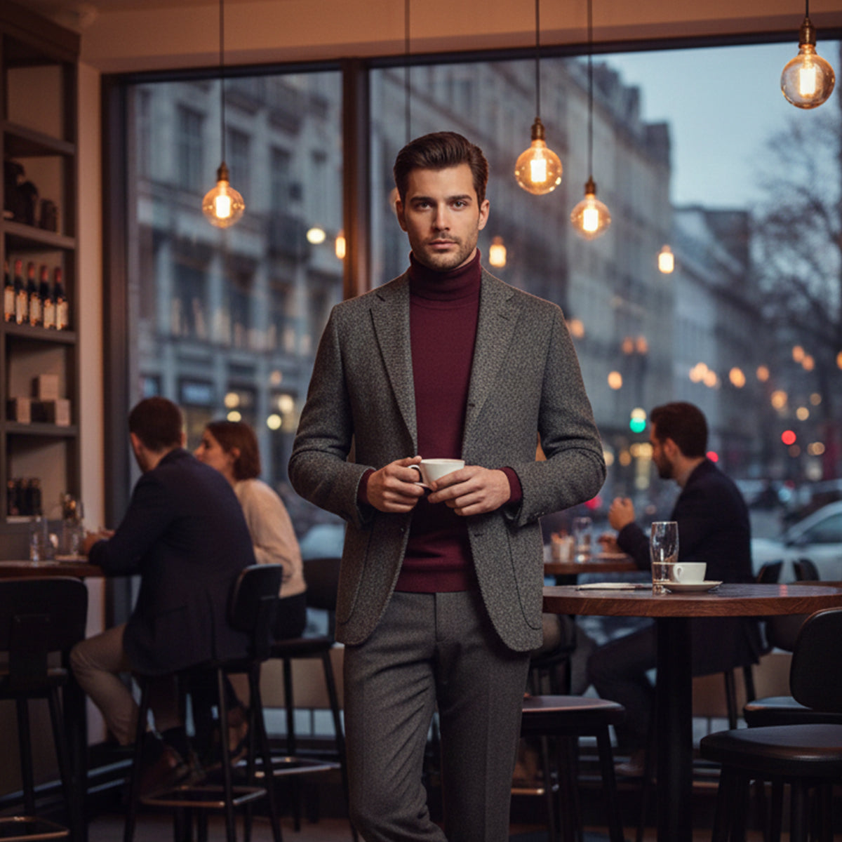 Classic Men's Wool Tweed Blazer Jacket