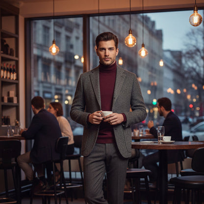 Classic Men's Wool Tweed Blazer Jacket