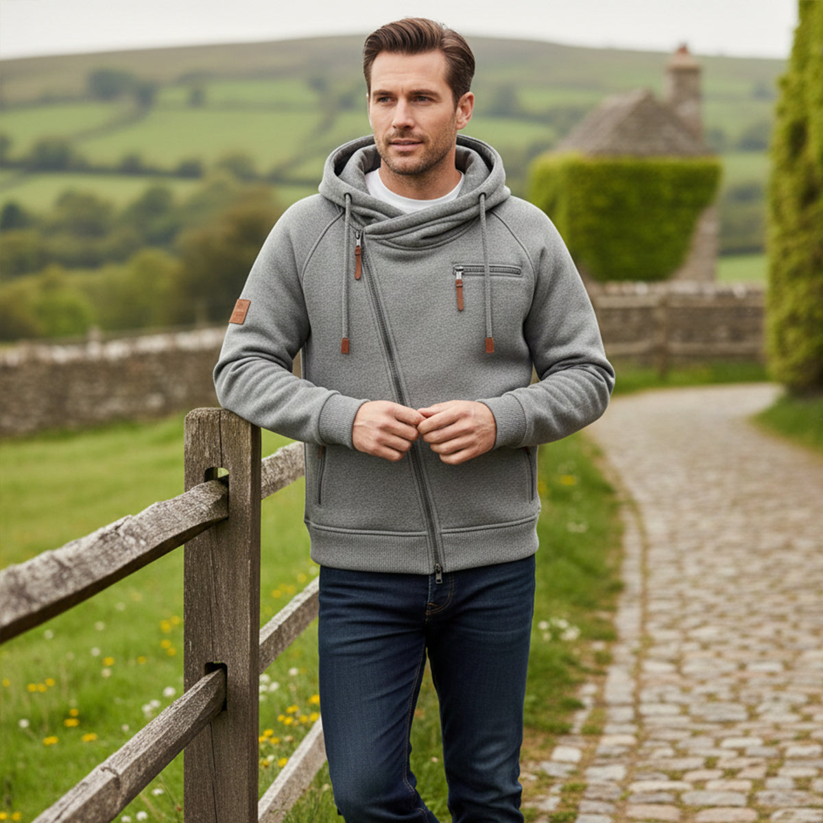 Classic Zipper Up Hooded Jacket