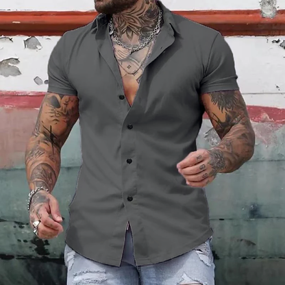 Simple Men's Short Sleeve Dress Shirt