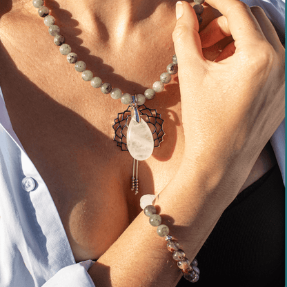 Labradorite, Jade and Amethyst Mala - Seraphine-Necklace + Bracelet-Nora Luxe