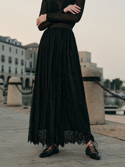 Floral Delicate Flowy Midi Skirt