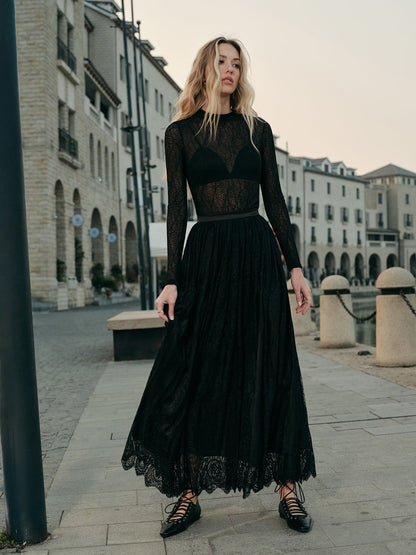 Floral Delicate Flowy Midi Skirt