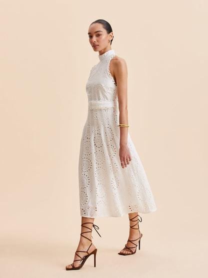 Floral Ruffled Waist A-Line Dress