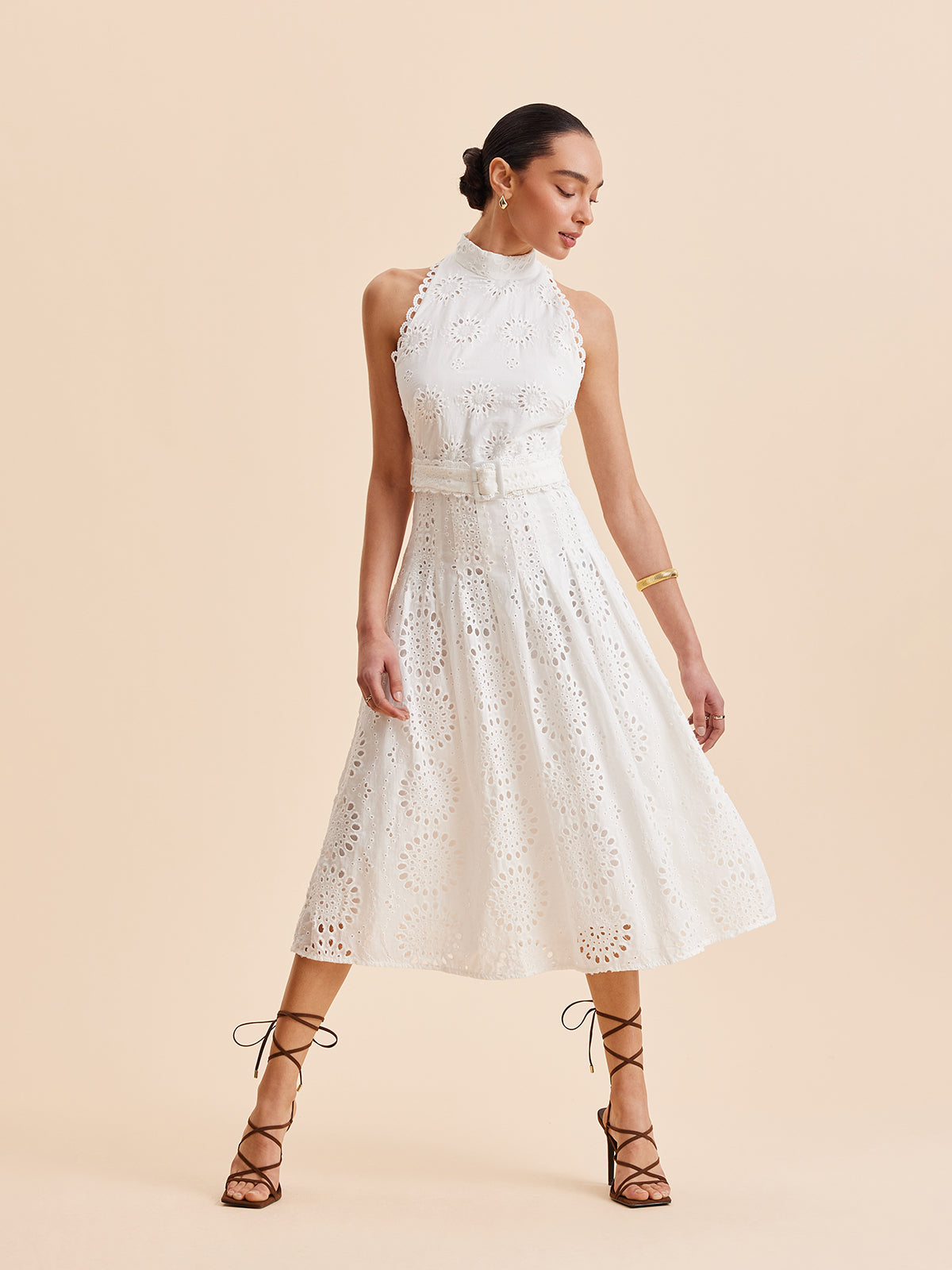 Floral Ruffled Waist A-Line Dress