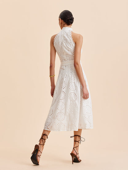 Floral Ruffled Waist A-Line Dress
