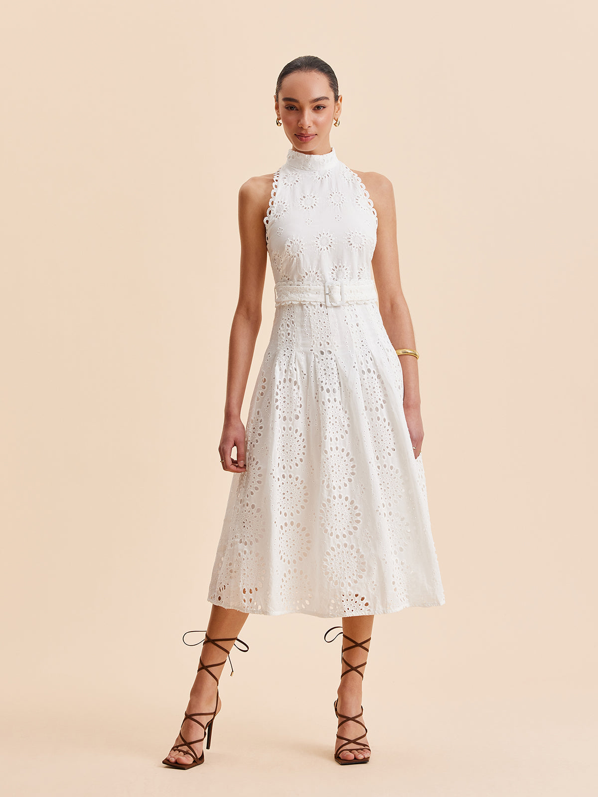 Floral Ruffled Waist A-Line Dress