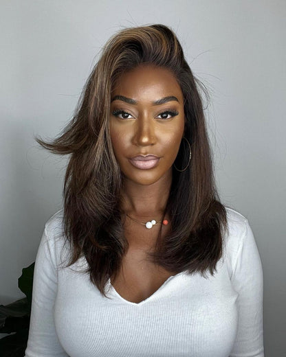 Lace Front Wig with Highlights – Selena-Nora Luxe