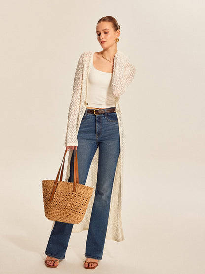 Chic Crochet Button Cardigan