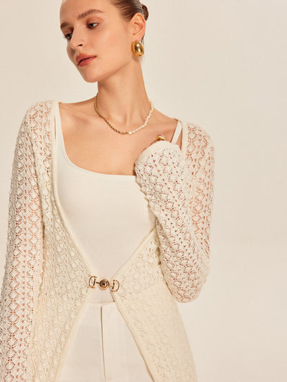 Chic Crochet Button Cardigan