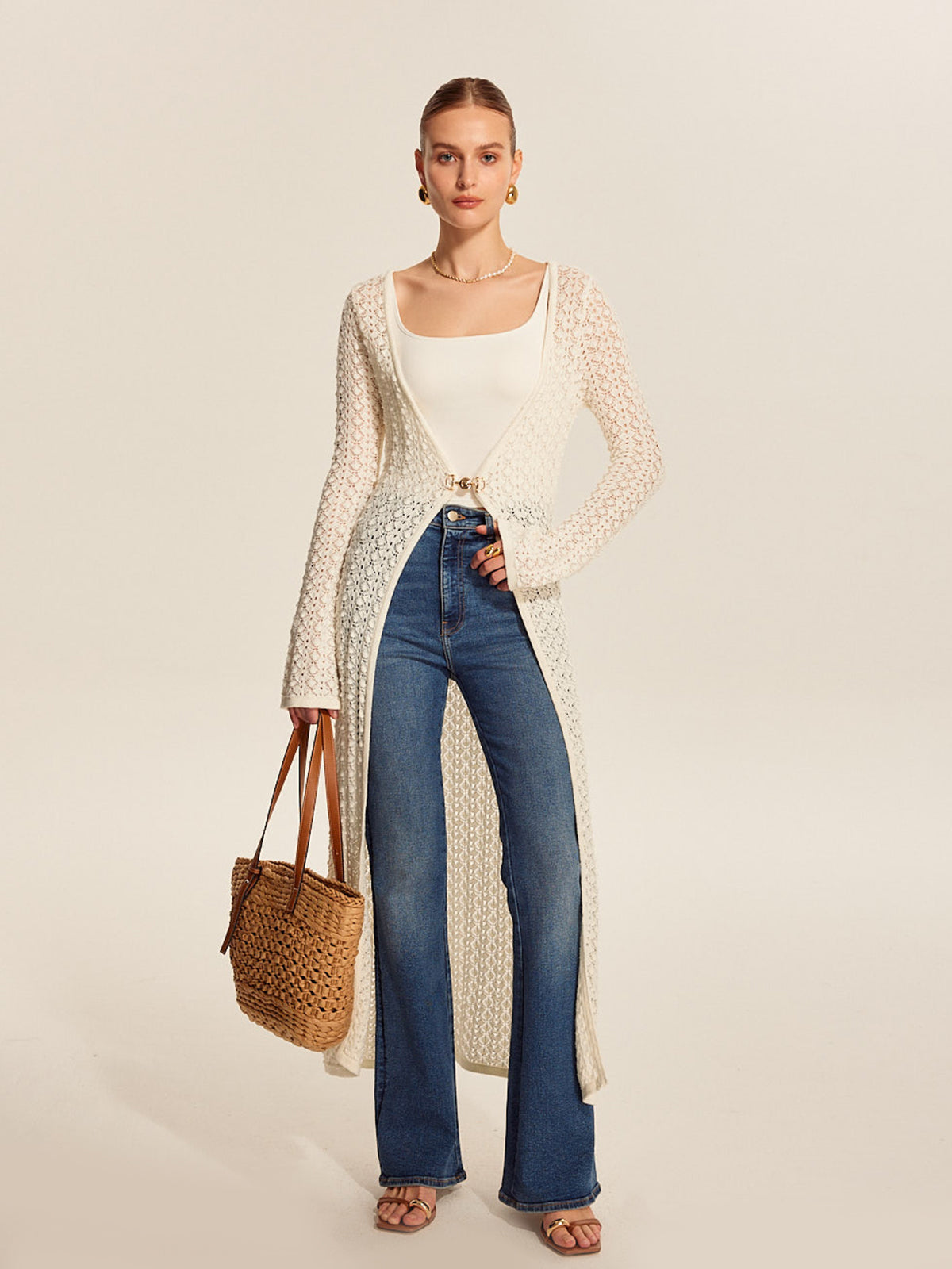 Chic Crochet Button Cardigan