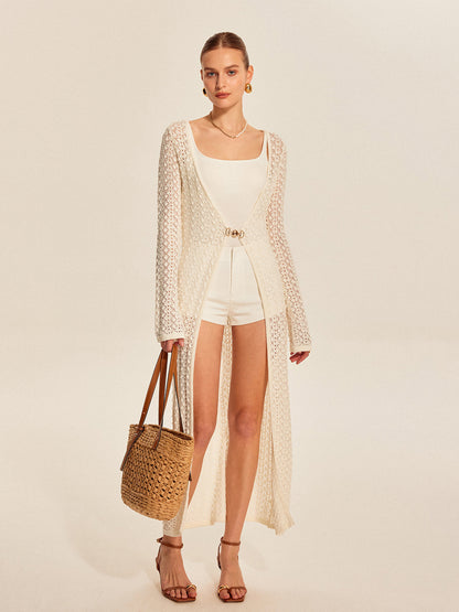 Chic Crochet Button Cardigan