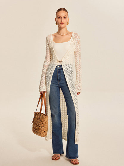 Chic Crochet Button Cardigan - Pexav
