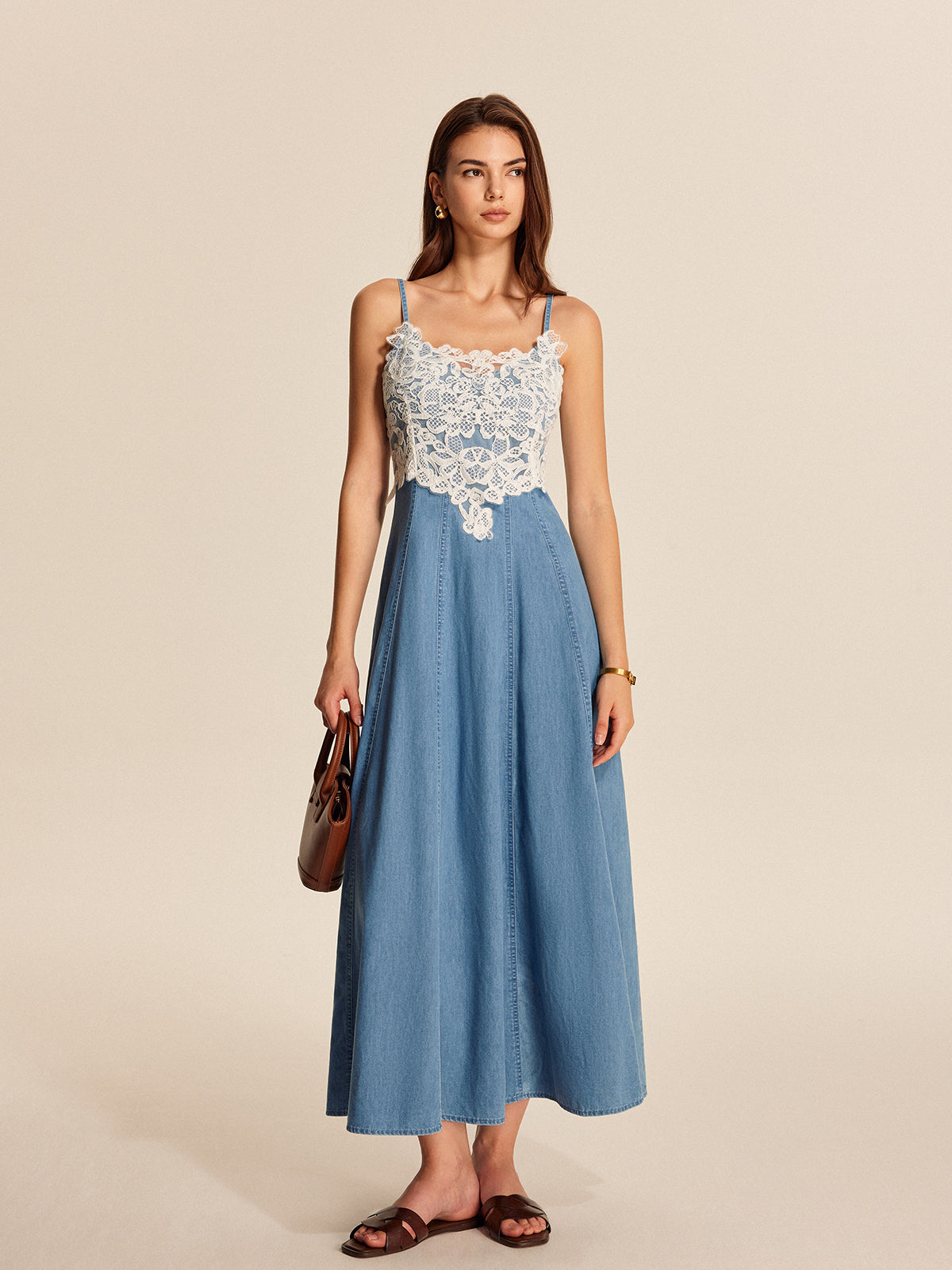 Pretty Embroidered Blue Summer Dress - Pexav