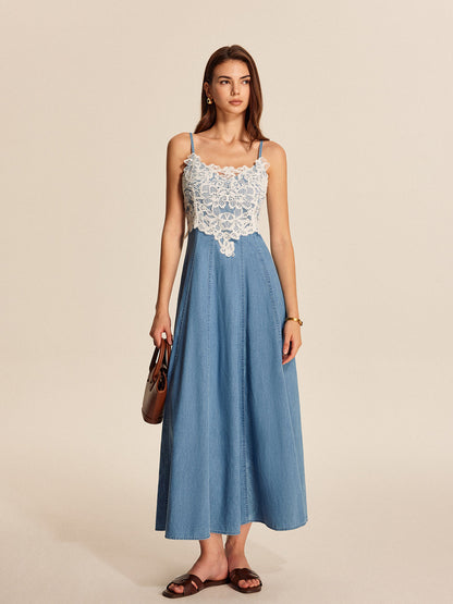 Pretty Embroidered Blue Summer Dress - Pexav