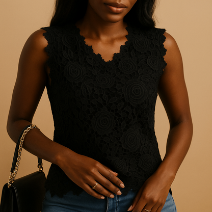 Elegant lace round neck blouse for women in white, black, pink, red, and blue, perfect for both office and casual occasions.