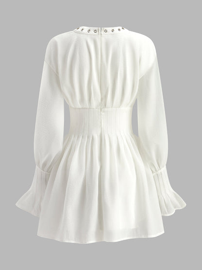 Semi Sheer V Neck Lace Dress