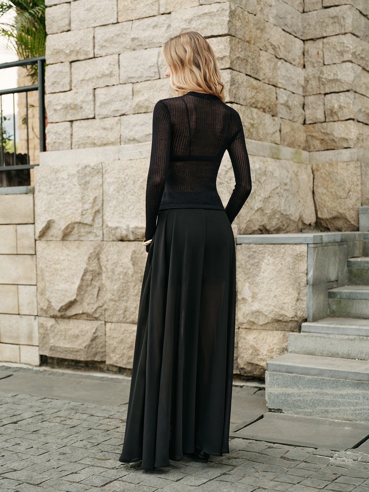 See-Through Loose Fit Long Sleeve Top