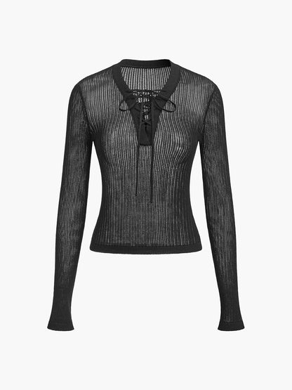 See-Through Loose Fit Long Sleeve Top