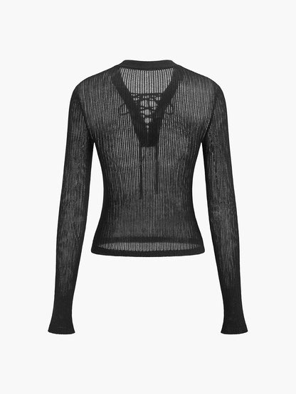 See-Through Loose Fit Long Sleeve Top