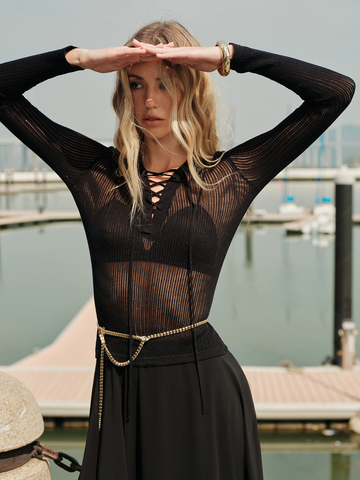 See-Through Loose Fit Long Sleeve Top - Pexav