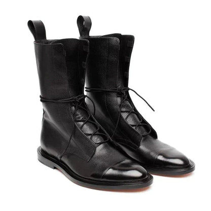 Ladies' Ankle Boots Made of Leather – Mirelle-Black-4.5-The Livary