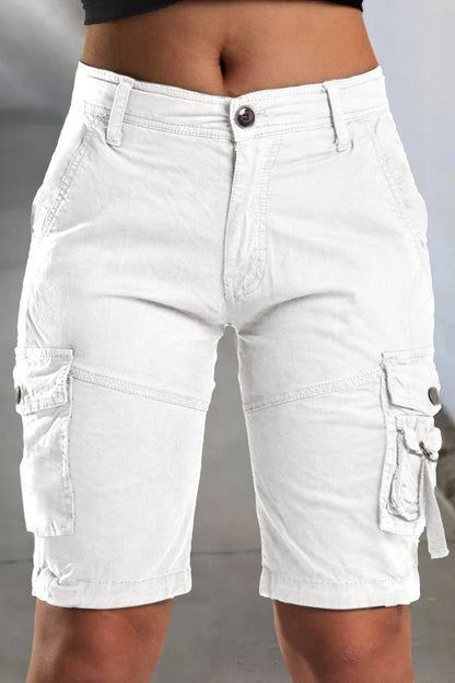 Women's Summer Cargo Shorts with Pockets and Elastic Waist - Pexav