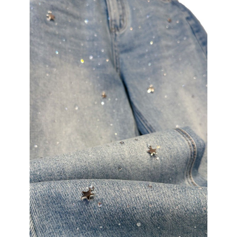 Ladies Glitter Jeans for a Sparkling Look - Jade-Blue Grey-S-The Livary