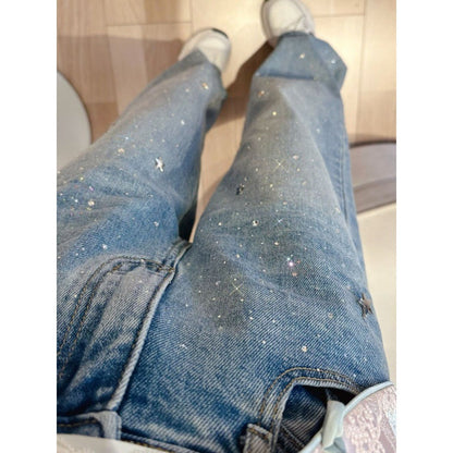 Shiny Green Women's Glitter Jeans - Pexav