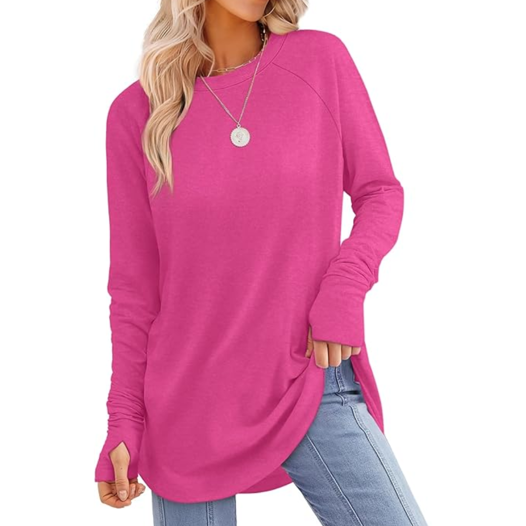 Women's Thermal Long Sleeve Tunic Top with Thumb Holes - Pexav