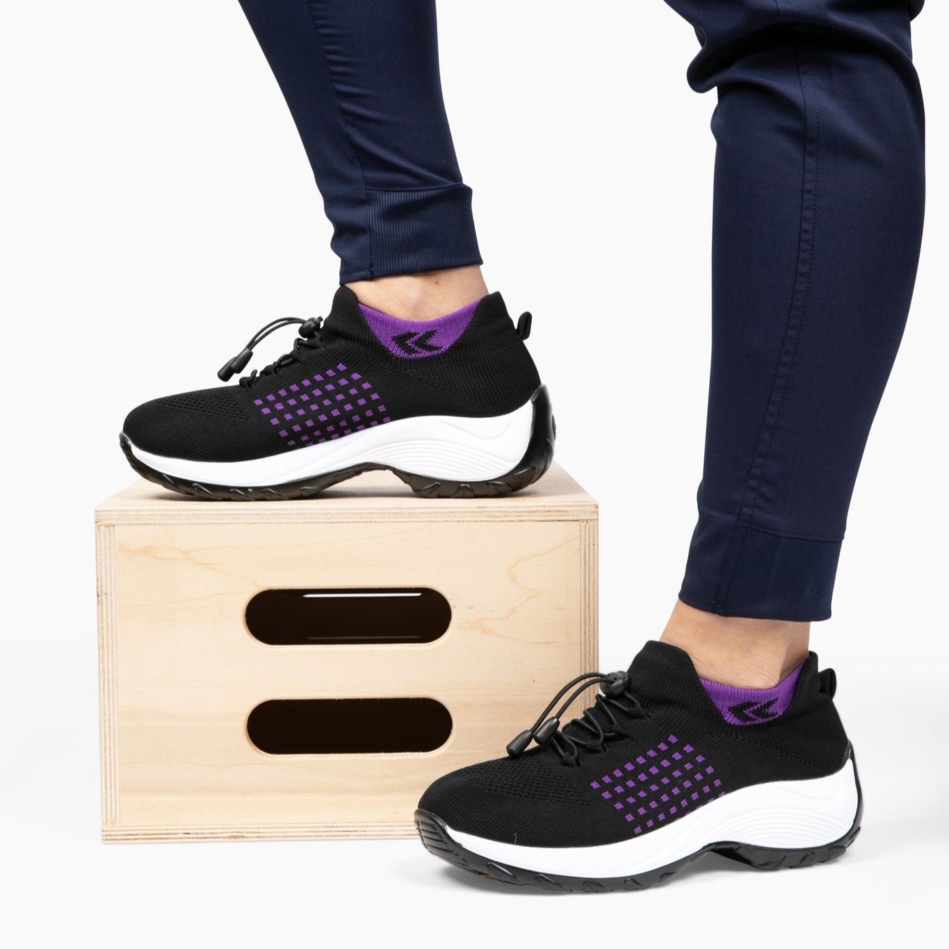 Ladies Sneakers - FlexiComfort-Black Purple-4-Nora Luxe