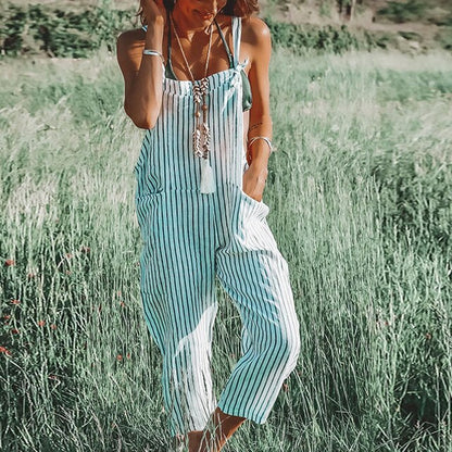 Ladies' Summer Jumpsuit with Adjustable Straps and Tapered Legs – Mireya-White-S-Nora Luxe