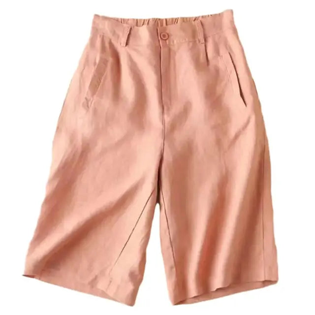 Women's Linen Knee Length Casual Shorts - Pexav