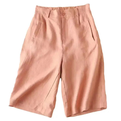Women's Linen Knee Length Casual Shorts - Pexav