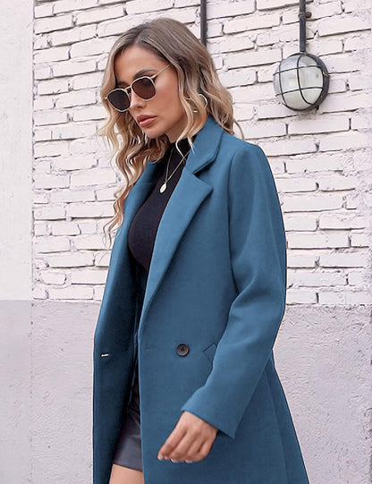 Ladies' Winter Wool Coat with Notch Lapels - Sofia-Beige-XS-Nora Luxe