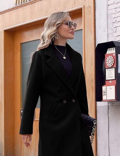 Ladies' Winter Wool Coat with Notch Lapels - Sofia-Beige-XS-Nora Luxe