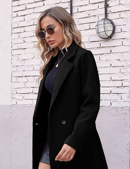 Ladies' Winter Wool Coat with Notch Lapels - Sofia-Beige-XS-Nora Luxe