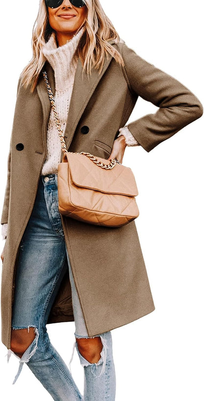 Ladies' Winter Wool Coat with Notch Lapels - Sofia-Camel-XS-Nora Luxe