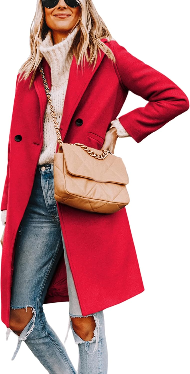 Women's Warm Woolen Coat with Classic Collar - Sofia - Pexav