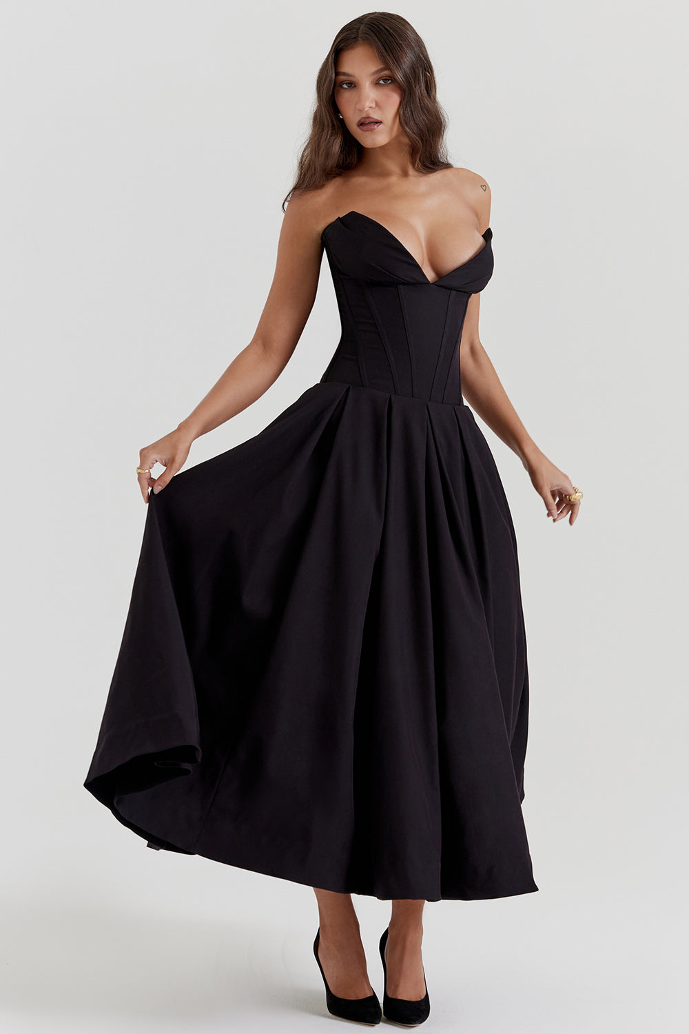 Elegant Strapless Midi Dress for Ladies - Nocini