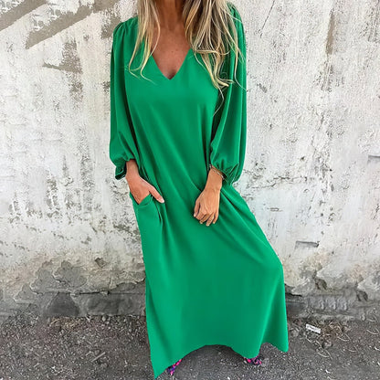 Elegant Long Maxi Dress with Side Pockets