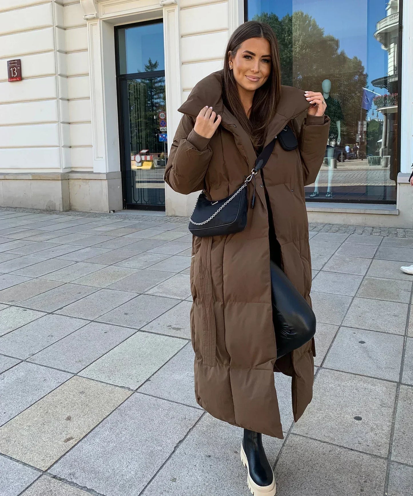 Warm Women's Parka Coat with Adjustable Waist Belt