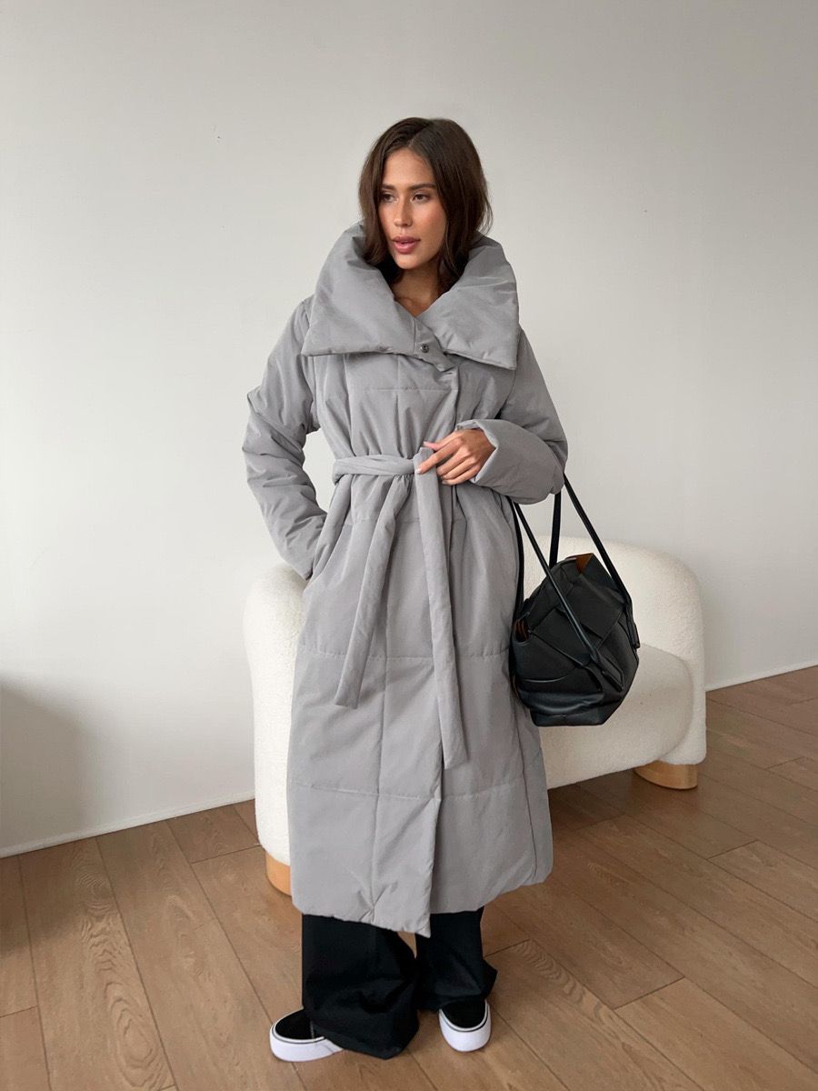 Warm Women's Parka Coat with Adjustable Waist Belt