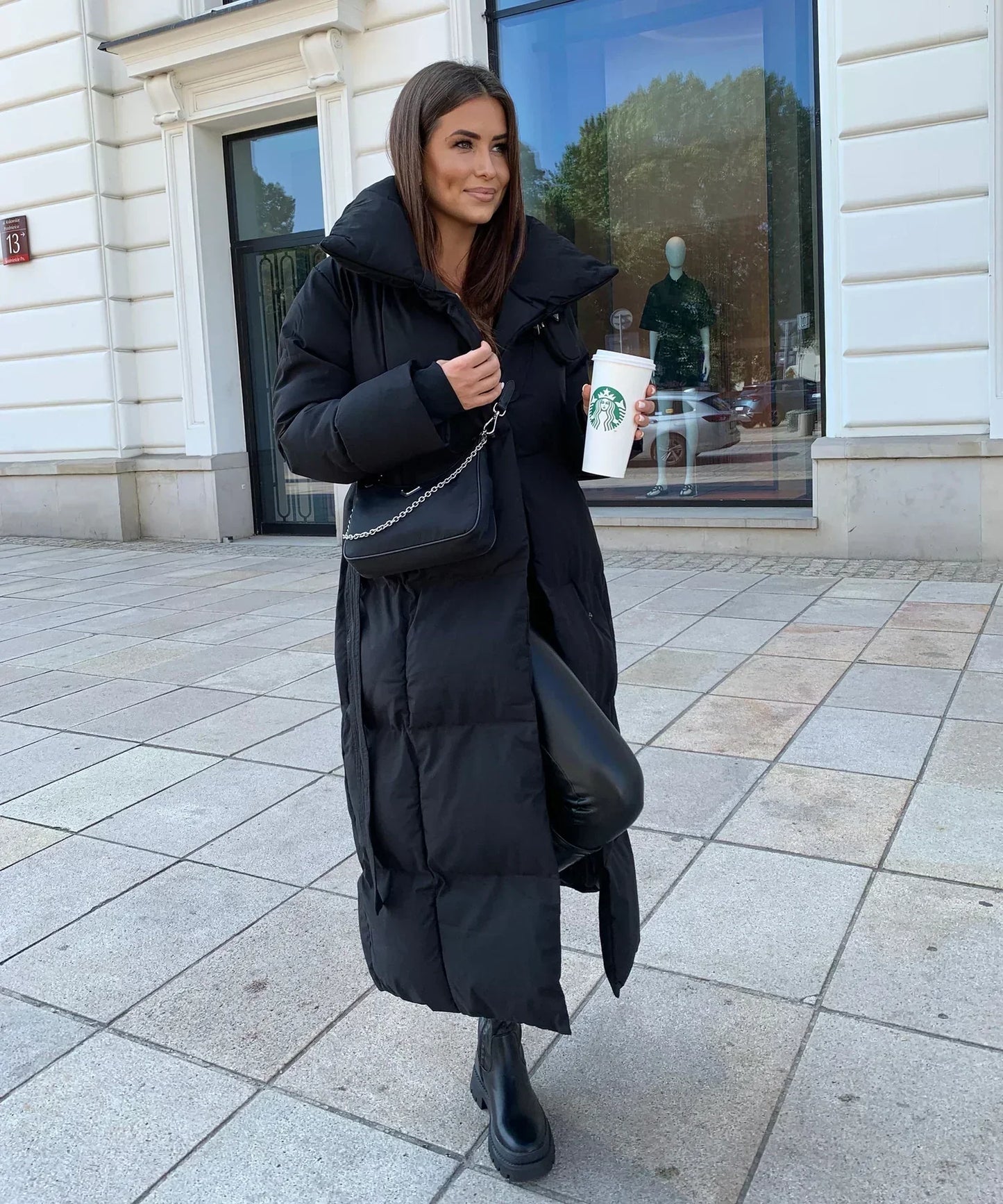 Warm Women's Parka Coat with Adjustable Waist Belt