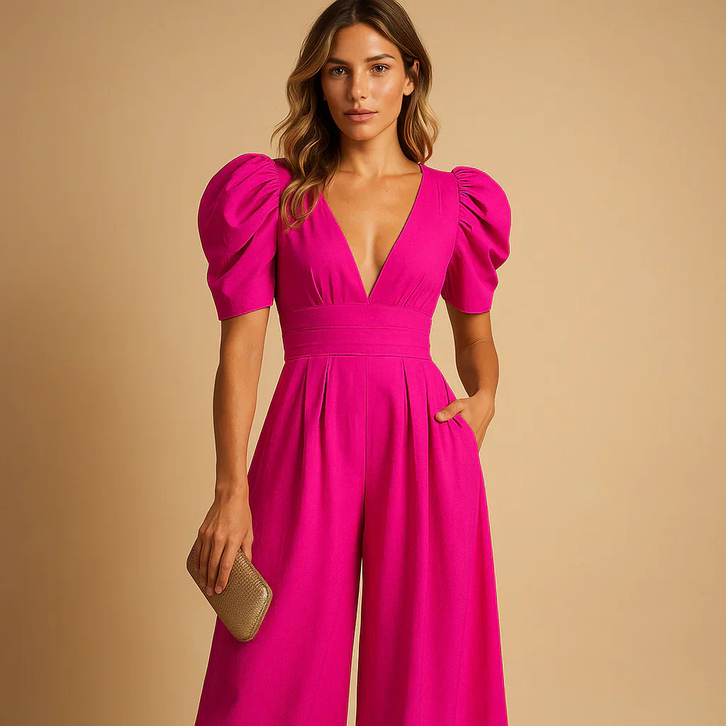 Slimming Puff Sleeve Women's Jumpsuit