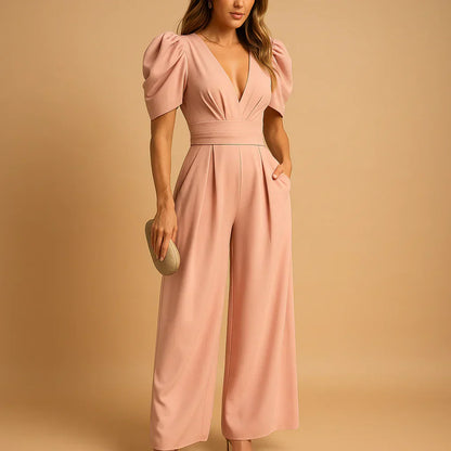 Slimming Puffed Sleeve Women's Jumpsuit - Olytrend