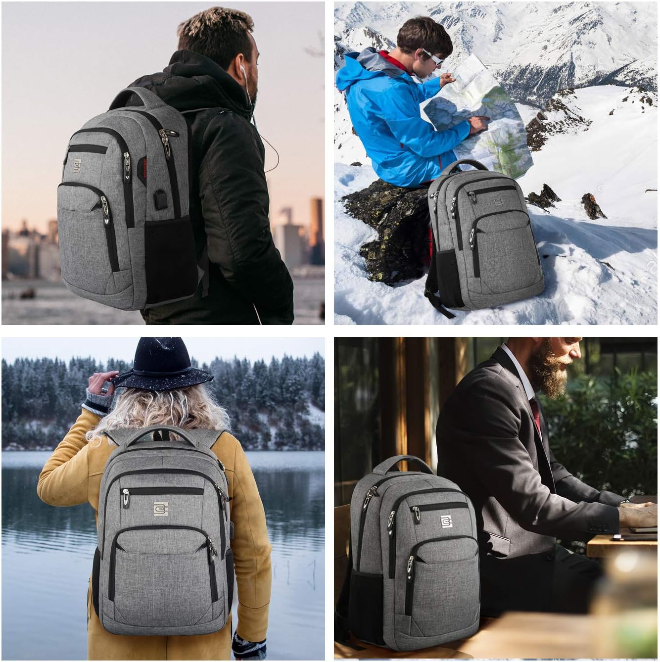 Secure Laptop Backpack with USB Charging and Pockets