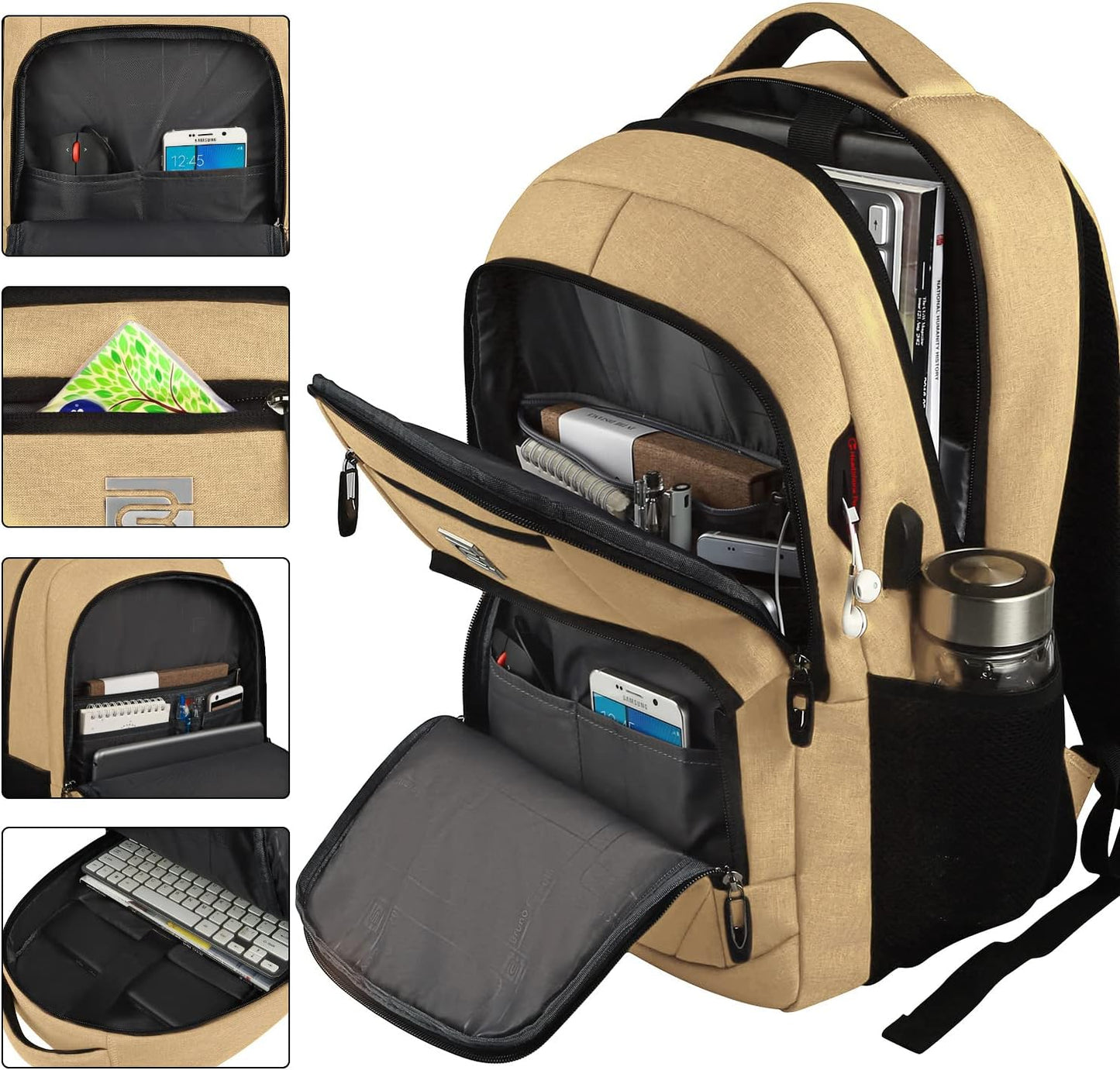 Secure Laptop Backpack with USB Charging and Pockets