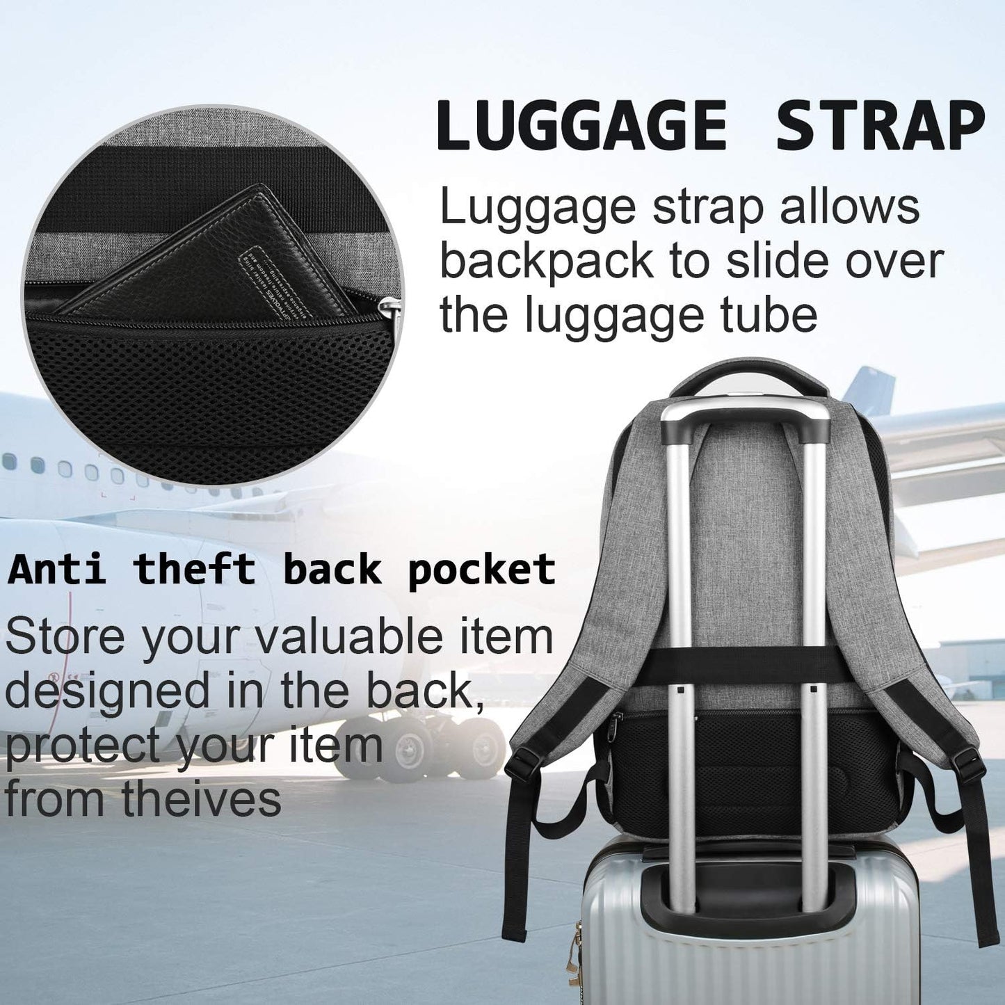 Secure Laptop Backpack with USB Charging and Pockets