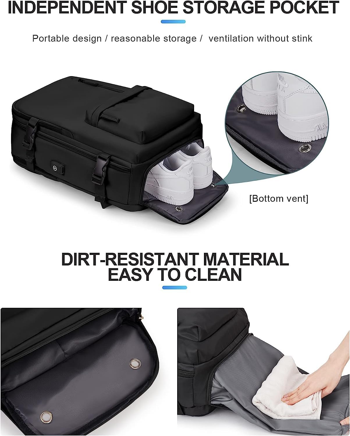 Waterproof 40L Laptop Backpack with USB Charger Pocket